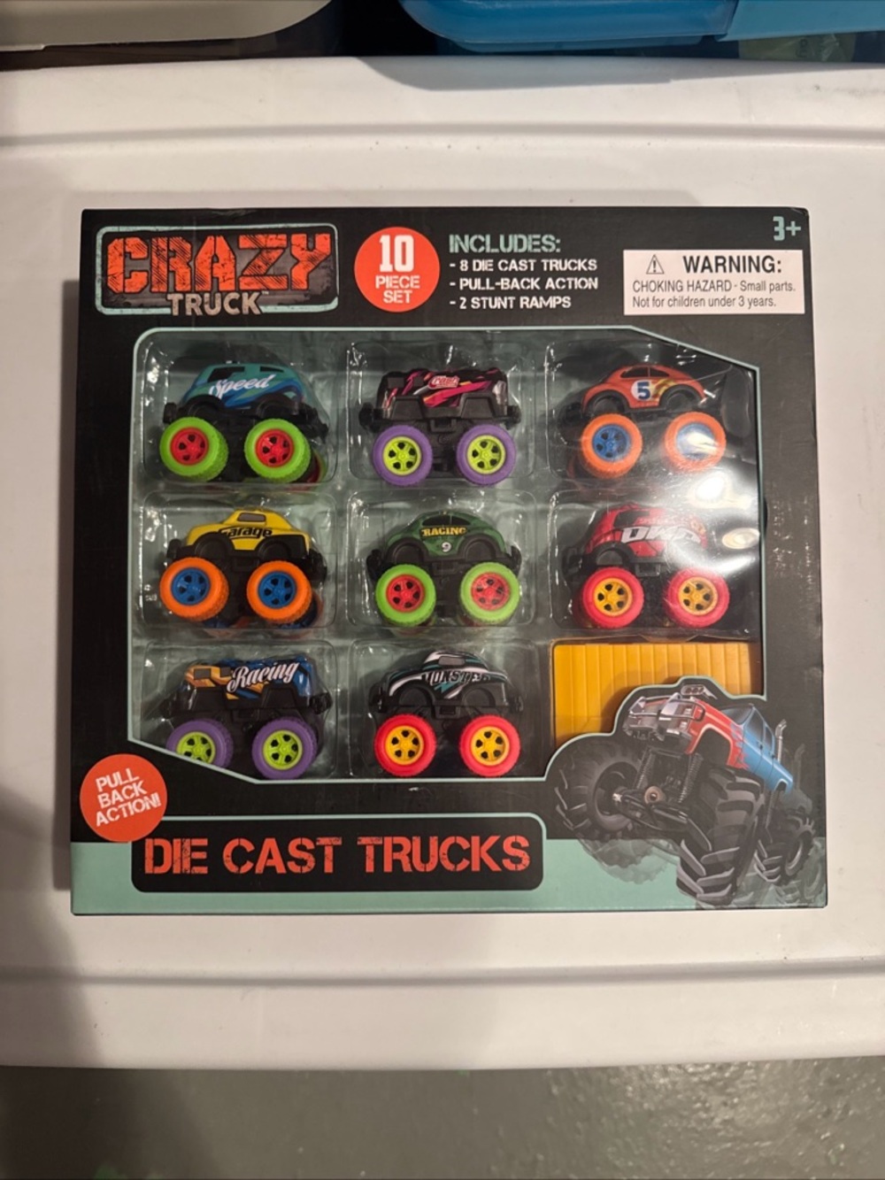 Die Cast Toy Set - Multicolor Pull-Back Trucks (10 Piece)